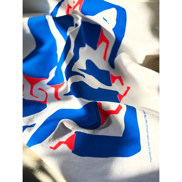  Zoom on Tea Towell, 2 colors hand screen printed